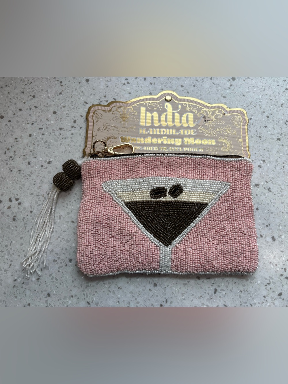 NWT Wandering Moon Beaded Travel Pouch- Cocktail Motif